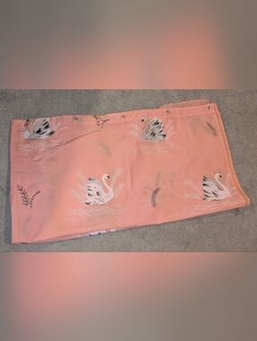 Vintage 50's MCM Mid Century Vinyl Swan Pink Shower Curtain - Neat!